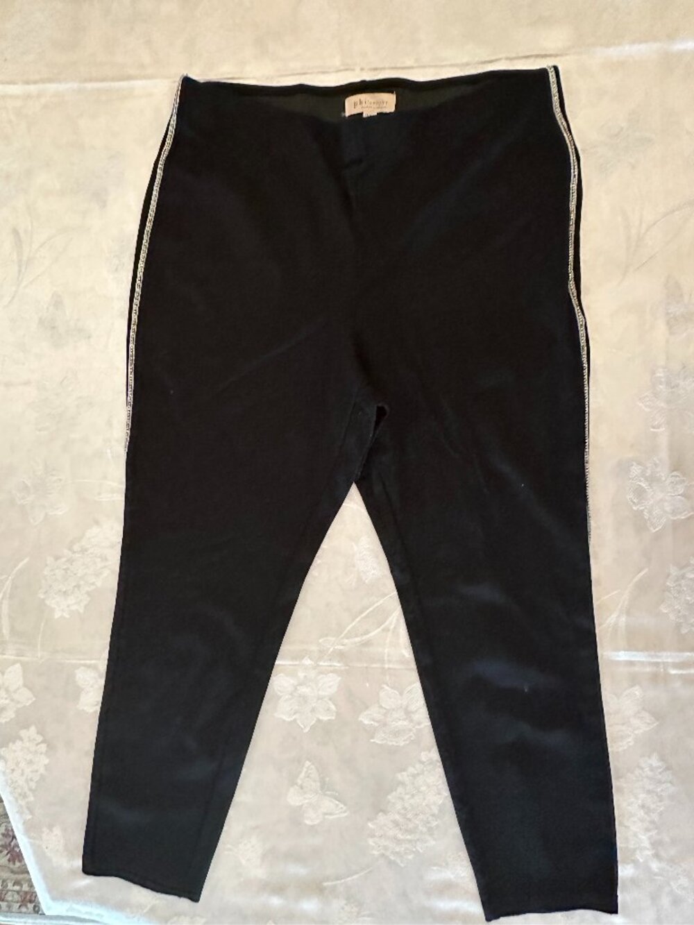 Philosophy Woman 2X Black Rhinestone Side Stripe Leggings Plus Size